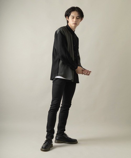 SlashDate(スラッシュデイト)の「ナチュラルストレッチ バックフォトプリント&バック刺繍トロミシャツ(シャツ/ブラウス・メンズ・ホワイト/ブラック/ブラック系その他/ブラック系その他2・M/L)」の22枚目の写真