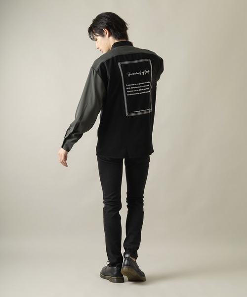 SlashDate(スラッシュデイト)の「ナチュラルストレッチ バックフォトプリント&バック刺繍トロミシャツ(シャツ/ブラウス・メンズ・ホワイト/ブラック/ブラック系その他/ブラック系その他2・M/L)」の10枚目の写真