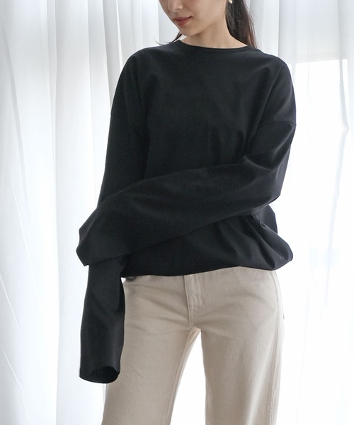 AKTE（アクテ）の「ヘムギャザープルオーバー（Tシャツ/カットソー・レディース・ブラック/オフホワイト/ブルー・FREE）」の3枚目の写真