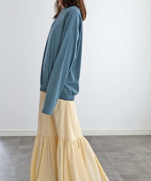 AKTE（アクテ）の「ヘムギャザープルオーバー（Tシャツ/カットソー・レディース・ブラック/オフホワイト/ブルー・FREE）」の13枚目の写真