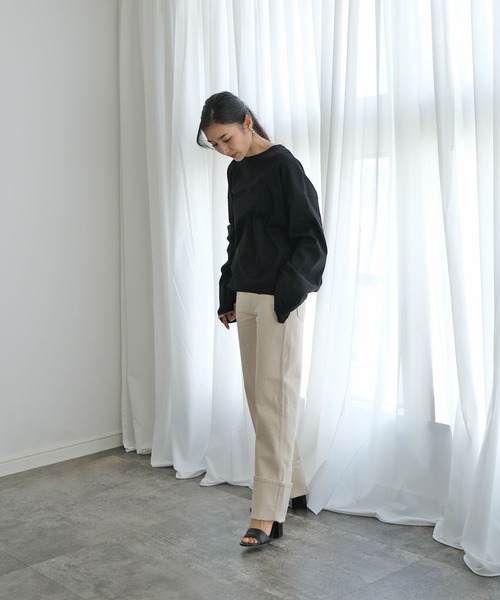 AKTE（アクテ）の「ヘムギャザープルオーバー（Tシャツ/カットソー・レディース・ブラック/オフホワイト/ブルー・FREE）」の9枚目の写真