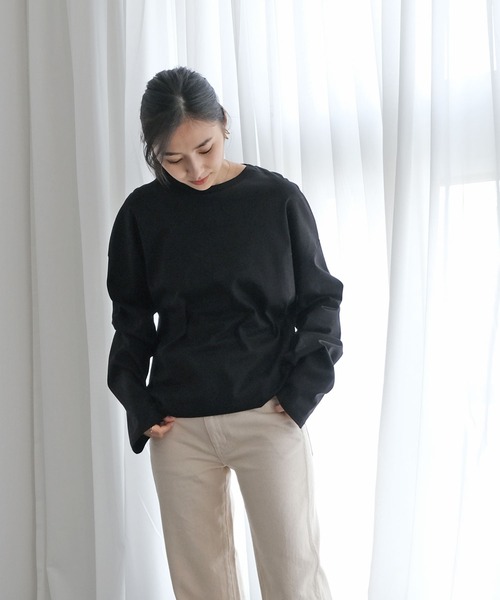 AKTE（アクテ）の「ヘムギャザープルオーバー（Tシャツ/カットソー・レディース・ブラック/オフホワイト/ブルー・FREE）」の18枚目の写真