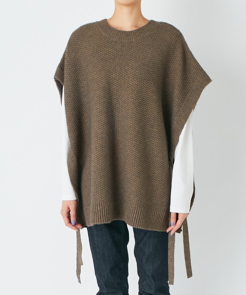 RIVE DROITE（リヴドロワ）の「コーデにアクセントをつけてくれる　カノコ編2wayニットベスト（ニット/セーター・レディース・ブラウン・FREE）」の13枚目の写真