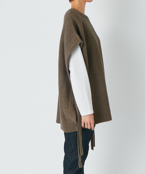 RIVE DROITE（リヴドロワ）の「コーデにアクセントをつけてくれる　カノコ編2wayニットベスト（ニット/セーター・レディース・ブラウン・FREE）」の14枚目の写真