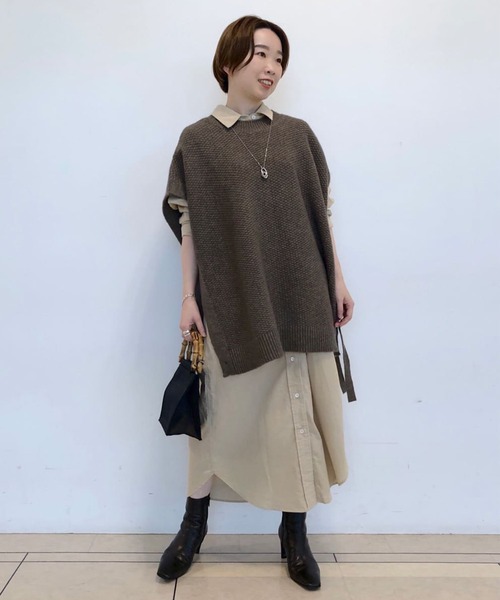 RIVE DROITE（リヴドロワ）の「コーデにアクセントをつけてくれる　カノコ編2wayニットベスト（ニット/セーター・レディース・ブラウン・FREE）」の21枚目の写真