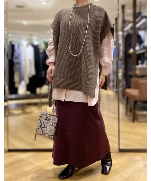 RIVE DROITE（リヴドロワ）の「コーデにアクセントをつけてくれる　カノコ編2wayニットベスト（ニット/セーター・レディース・ブラウン・FREE）」の20枚目の写真