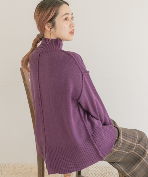 ITEMS URBANRESEARCH(アイテムズ アーバンリサーチ)の「バックスリットハンドメイドニット(ニット/セーター・レディース・グレー系その他/モカ/チャコールグレー/グリーン/ブラウン/パープル・FREE)」の1枚目の写真