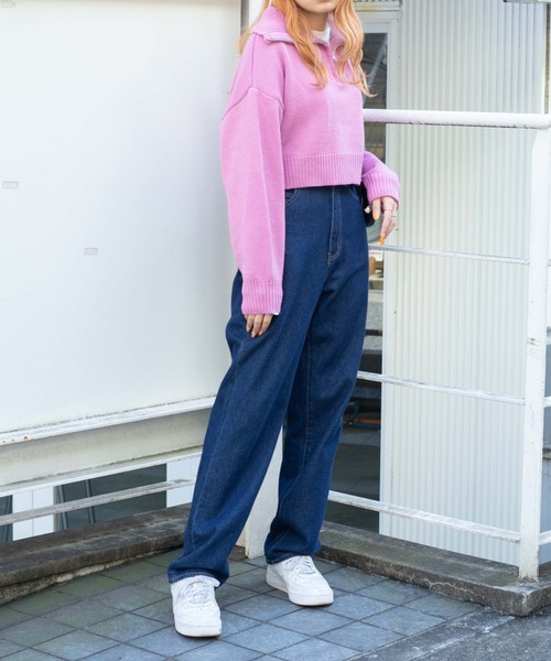 WEGO（ウィゴー）の「WEGO/ハーフZIPコンパクトニット（ニット/セーター・レディース・オレンジ/ホワイト/ブラック/グリーン/ピンク・FREE）」の7枚目の写真