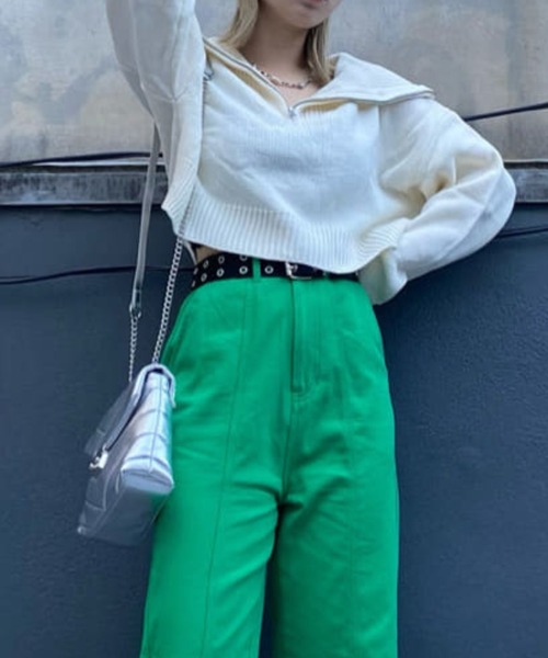 WEGO（ウィゴー）の「WEGO/ハーフZIPコンパクトニット（ニット/セーター・レディース・オレンジ/ホワイト/ブラック/グリーン/ピンク・FREE）」の13枚目の写真