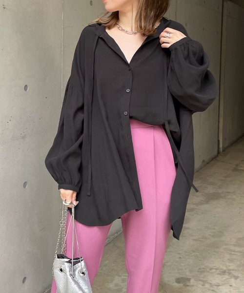 DouDou（ドゥドゥ）の「2WAYブラウス（シャツ/ブラウス・レディース・ブラック/ライトグレー/ピンク/ホワイト・FREE）」の15枚目の写真