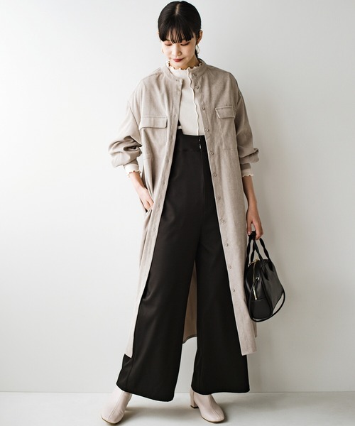 haco!（ハコ）の「さっと着てコーデが完成！楽ちんに秋冬気分高まる　羽織りにも便利なコーデュロイワンピース（ワンピース・レディース・ライトグレー/キャメル・SMALL/MEDIUM/LARGE/X-LARGE）」の15枚目の写真