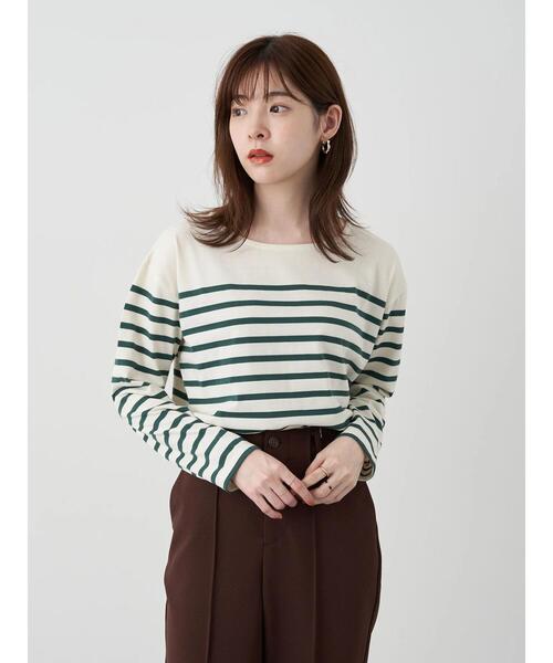 earth music&ecology（アースミュージックアンドエコロジー）の「パネルボーダーカットプルオーバー　＊（Tシャツ/カットソー・レディース・チャコールグレー/ネイビー/グリーン/モカ・FREE）」の7枚目の写真