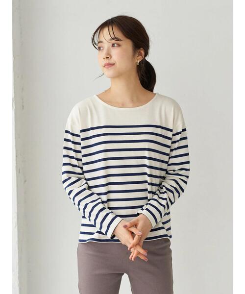 earth music&ecology（アースミュージックアンドエコロジー）の「パネルボーダーカットプルオーバー　＊（Tシャツ/カットソー・レディース・チャコールグレー/ネイビー/グリーン/モカ・FREE）」の8枚目の写真