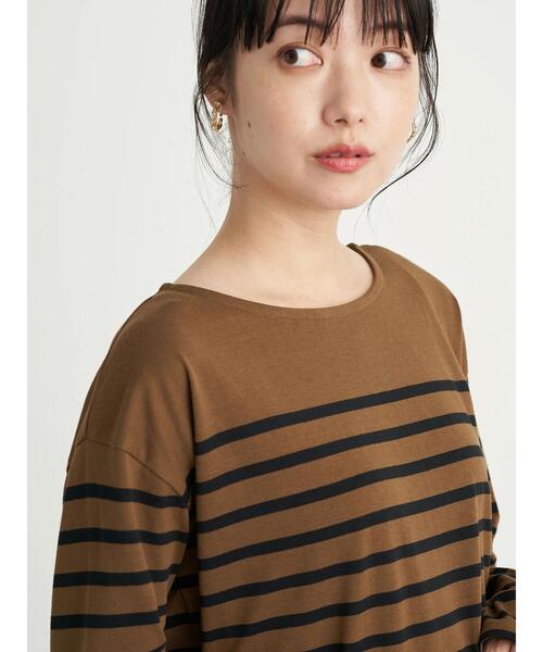 earth music&ecology（アースミュージックアンドエコロジー）の「パネルボーダーカットプルオーバー　＊（Tシャツ/カットソー・レディース・チャコールグレー/ネイビー/グリーン/モカ・FREE）」の9枚目の写真