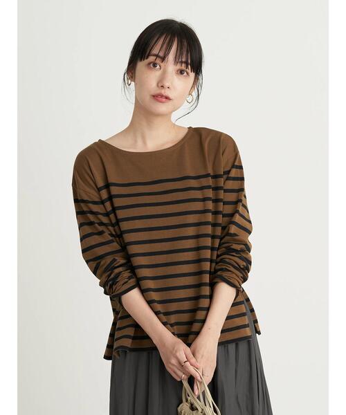 earth music&ecology（アースミュージックアンドエコロジー）の「パネルボーダーカットプルオーバー　＊（Tシャツ/カットソー・レディース・チャコールグレー/ネイビー/グリーン/モカ・FREE）」の13枚目の写真