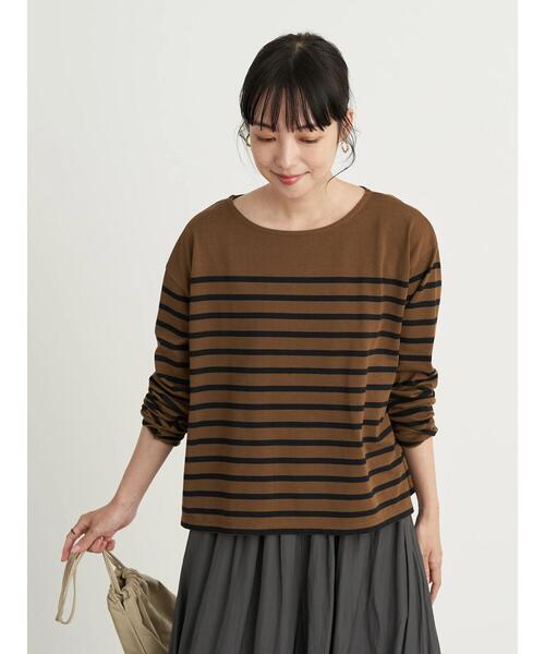 earth music&ecology（アースミュージックアンドエコロジー）の「パネルボーダーカットプルオーバー　＊（Tシャツ/カットソー・レディース・チャコールグレー/ネイビー/グリーン/モカ・FREE）」の14枚目の写真