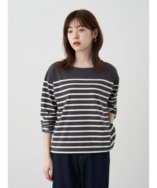 earth music&ecology（アースミュージックアンドエコロジー）の「パネルボーダーカットプルオーバー　＊（Tシャツ/カットソー・レディース・チャコールグレー/ネイビー/グリーン/モカ・FREE）」の22枚目の写真