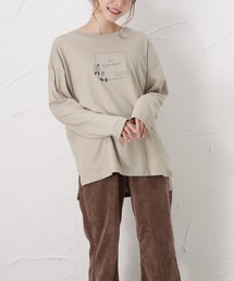 フラワープリントロングスリーブTシャツ