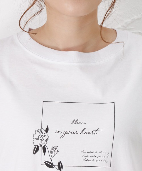 Mac-House(マックハウス)の「フラワープリントロングスリーブTシャツ(Tシャツ/カットソー・レディース・ホワイト/ベージュ/オレンジ・M/L)」の6枚目の写真