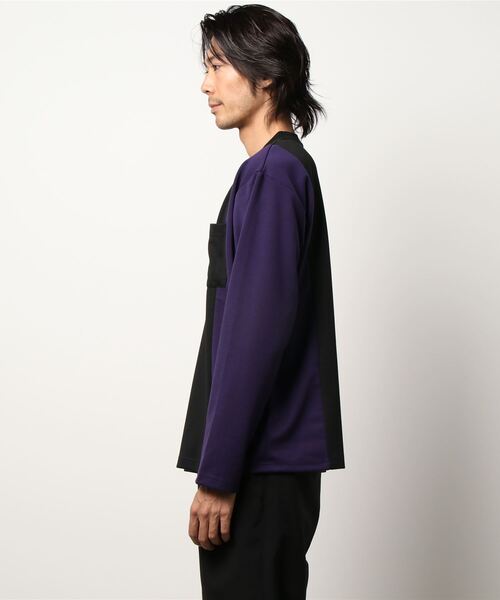 semantic design(セマンティックデザイン)の「セマンティックデザイン/semantic design ストレッチポンチ 配色切替ビッグクループルオーバーTシャツ(Tシャツ/カットソー・メンズ・ブラック/ホワイト・MEDIUM/LARGE/X-LARGE)」の3枚目の写真