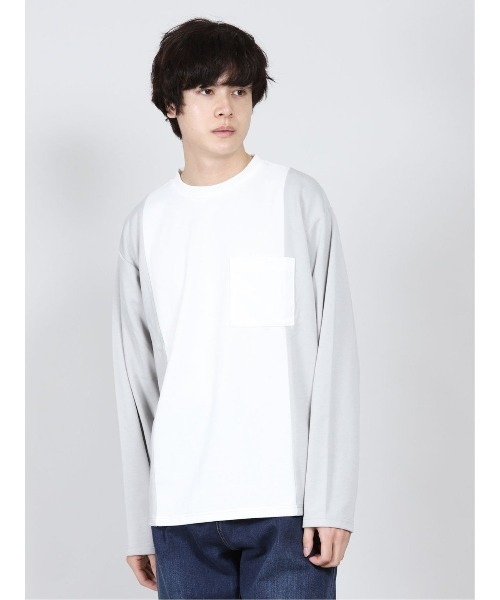 semantic design(セマンティックデザイン)の「セマンティックデザイン/semantic design ストレッチポンチ 配色切替ビッグクループルオーバーTシャツ(Tシャツ/カットソー・メンズ・ブラック/ホワイト・MEDIUM/LARGE/X-LARGE)」の2枚目の写真