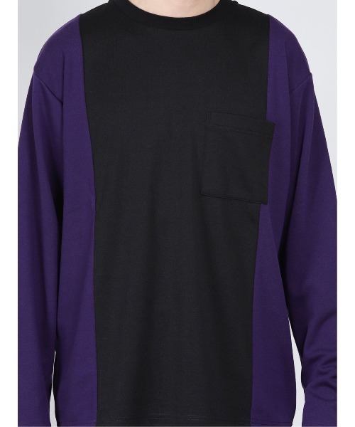 semantic design(セマンティックデザイン)の「セマンティックデザイン/semantic design ストレッチポンチ 配色切替ビッグクループルオーバーTシャツ(Tシャツ/カットソー・メンズ・ブラック/ホワイト・MEDIUM/LARGE/X-LARGE)」の6枚目の写真