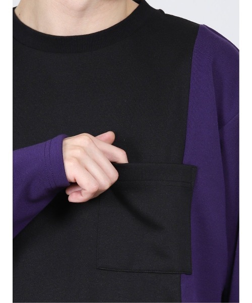 semantic design(セマンティックデザイン)の「セマンティックデザイン/semantic design ストレッチポンチ 配色切替ビッグクループルオーバーTシャツ(Tシャツ/カットソー・メンズ・ブラック/ホワイト・MEDIUM/LARGE/X-LARGE)」の7枚目の写真
