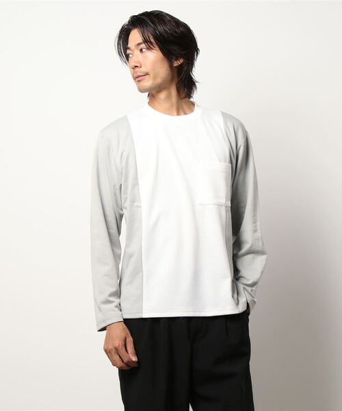 semantic design(セマンティックデザイン)の「セマンティックデザイン/semantic design ストレッチポンチ 配色切替ビッグクループルオーバーTシャツ(Tシャツ/カットソー・メンズ・ブラック/ホワイト・MEDIUM/LARGE/X-LARGE)」の11枚目の写真