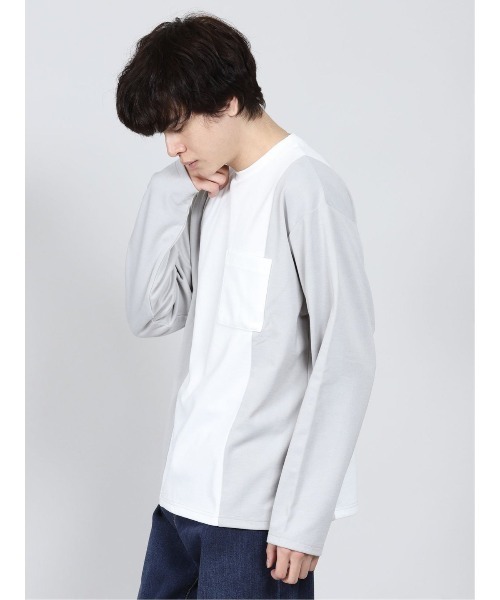 semantic design(セマンティックデザイン)の「セマンティックデザイン/semantic design ストレッチポンチ 配色切替ビッグクループルオーバーTシャツ(Tシャツ/カットソー・メンズ・ブラック/ホワイト・MEDIUM/LARGE/X-LARGE)」の12枚目の写真