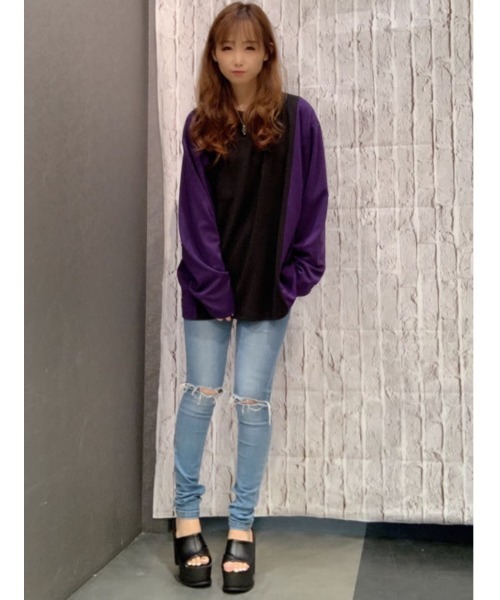 semantic design(セマンティックデザイン)の「セマンティックデザイン/semantic design ストレッチポンチ 配色切替ビッグクループルオーバーTシャツ(Tシャツ/カットソー・メンズ・ブラック/ホワイト・MEDIUM/LARGE/X-LARGE)」の14枚目の写真