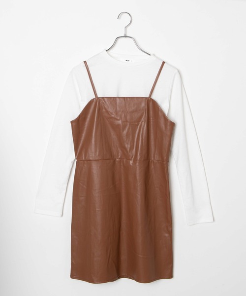 WEGO（ウィゴー）の「WEGO/【2点セット】PUレザーキャミワンピース（ワンピース・レディース・ブラック/ブラウン・FREE）」の16枚目の写真