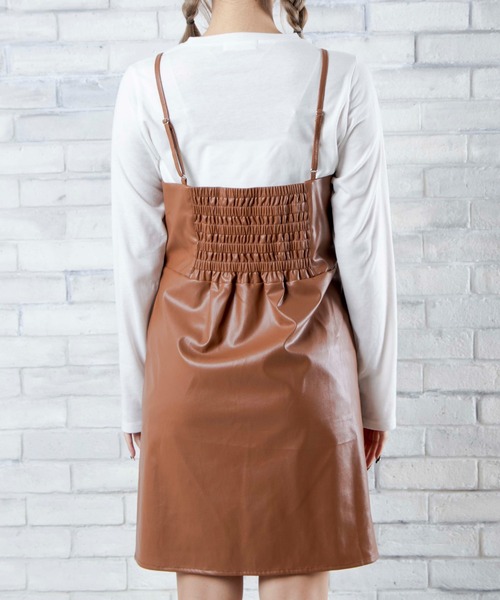 WEGO（ウィゴー）の「WEGO/【2点セット】PUレザーキャミワンピース（ワンピース・レディース・ブラック/ブラウン・FREE）」の4枚目の写真