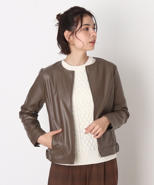 DRESKIP(ドレスキップ)の「◆フェイクレザージャケット(ライダースジャケット・レディース・ブラック/ダークブラウン/ブラウン系その他・01/02/03)」の1枚目の写真