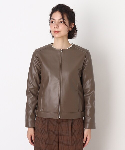 DRESKIP(ドレスキップ)の「◆フェイクレザージャケット(ライダースジャケット・レディース・ブラック/ダークブラウン/ブラウン系その他・01/02/03)」の5枚目の写真