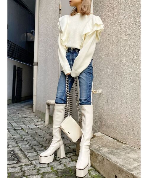GYDA（ジェイダ）の「ハイウエストポケットダメージスキニーデニムパンツ（デニムパンツ・レディース・インディゴブルー/ブルー・SMALL/MEDIUM/X-SMALL）」の9枚目の写真