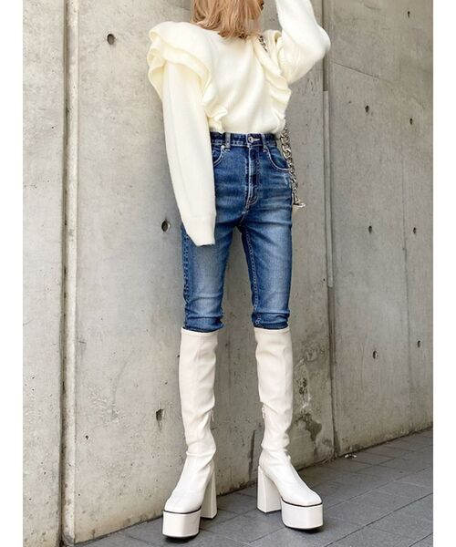 GYDA（ジェイダ）の「ハイウエストポケットダメージスキニーデニムパンツ（デニムパンツ・レディース・インディゴブルー/ブルー・SMALL/MEDIUM/X-SMALL）」の11枚目の写真