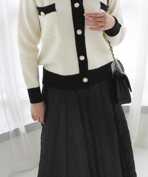 MODE ROBE（モードローブ）の「キルティングフレアスカート（スカート・レディース・ブラック/カーキ/アイボリー・FREE）」の4枚目の写真