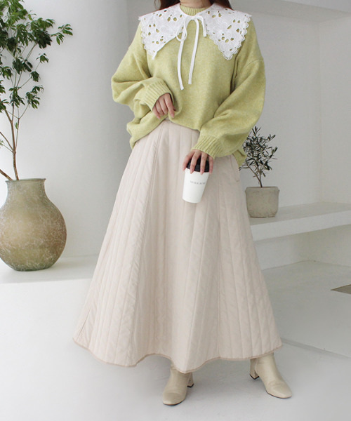 MODE ROBE（モードローブ）の「キルティングフレアスカート（スカート・レディース・ブラック/カーキ/アイボリー・FREE）」の15枚目の写真