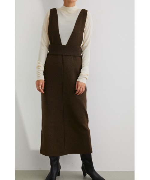 STYLEMIXER(スタイルミキサー)の「ワイドサスペンダーニットスカート(ジャンパースカート・レディース・ブラック/ブラウン・MEDIUM/SMALL)」の10枚目の写真