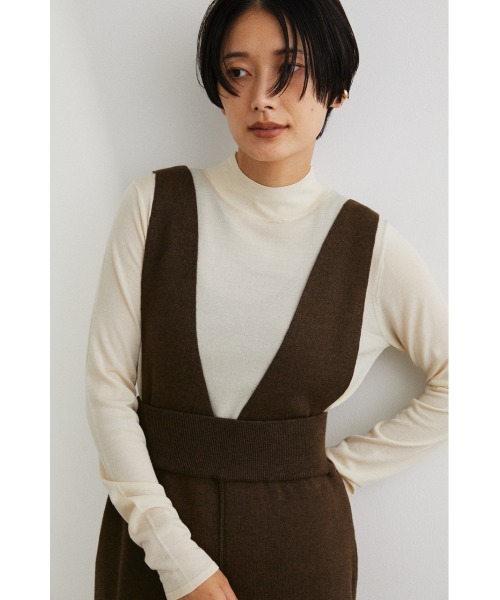 STYLEMIXER(スタイルミキサー)の「ワイドサスペンダーニットスカート(ジャンパースカート・レディース・ブラック/ブラウン・MEDIUM/SMALL)」の4枚目の写真