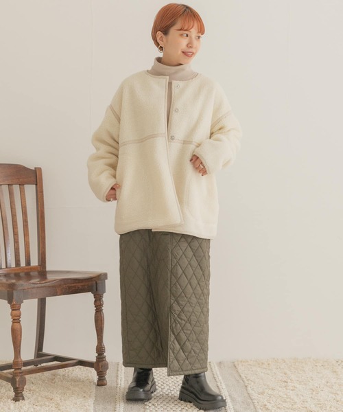 ITEMS URBANRESEARCH(アイテムズ アーバンリサーチ)の「ボアパイピングジャケット(その他アウター・レディース・ブラウン/グレー/オフホワイト・FREE)」の14枚目の写真