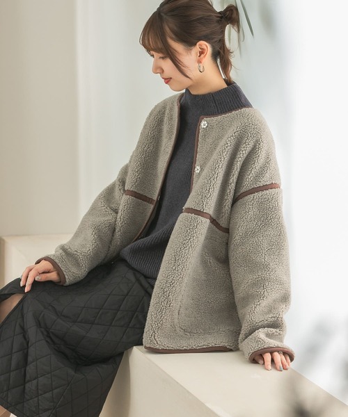 ITEMS URBANRESEARCH(アイテムズ アーバンリサーチ)の「ボアパイピングジャケット(その他アウター・レディース・ブラウン/グレー/オフホワイト・FREE)」の19枚目の写真