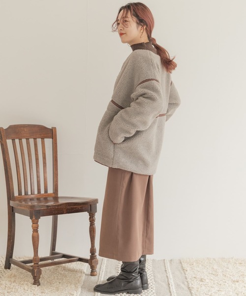 ITEMS URBANRESEARCH(アイテムズ アーバンリサーチ)の「ボアパイピングジャケット(その他アウター・レディース・ブラウン/グレー/オフホワイト・FREE)」の6枚目の写真