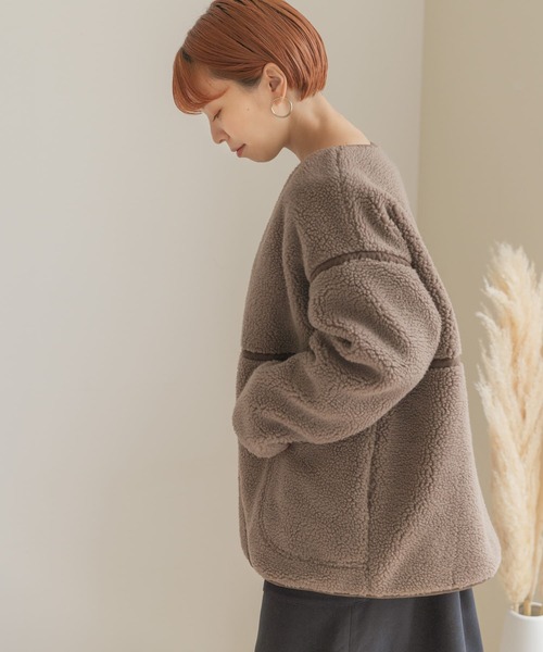 ITEMS URBANRESEARCH(アイテムズ アーバンリサーチ)の「ボアパイピングジャケット(その他アウター・レディース・ブラウン/グレー/オフホワイト・FREE)」の21枚目の写真