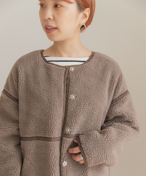 ITEMS URBANRESEARCH(アイテムズ アーバンリサーチ)の「ボアパイピングジャケット(その他アウター・レディース・ブラウン/グレー/オフホワイト・FREE)」の11枚目の写真