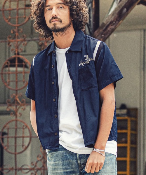 MARBLES（マーブルズ）の「mhs1760-BOWLING SHIRT シャツ（シャツ/ブラウス・メンズ・ネイビー/ブラウン・XL/L/M）」の2枚目の写真