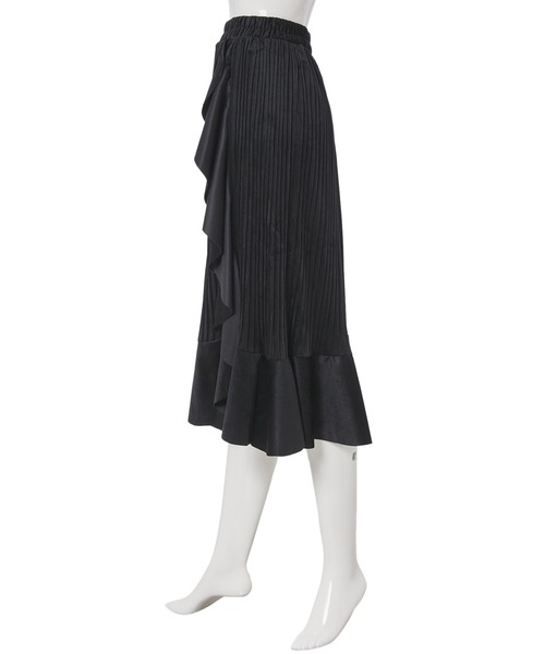 fifth（フィフス）の「裾デザインプリーツベロアスカート（スカート・レディース・ブラック・MEDIUM）」の3枚目の写真
