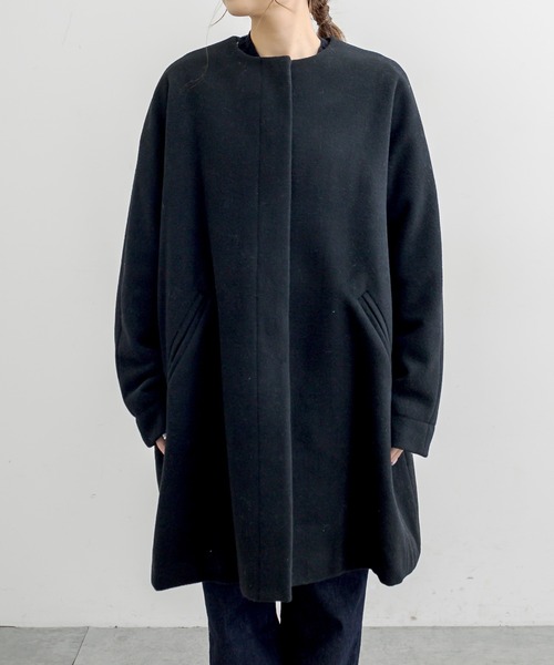 PUAL CE CIN（ピュアルセシン）の「【premium】ニュージーランドウールモッサノーカラーコート（ノーカラーコート・レディース・ブラック/モカ・FREE）」の11枚目の写真