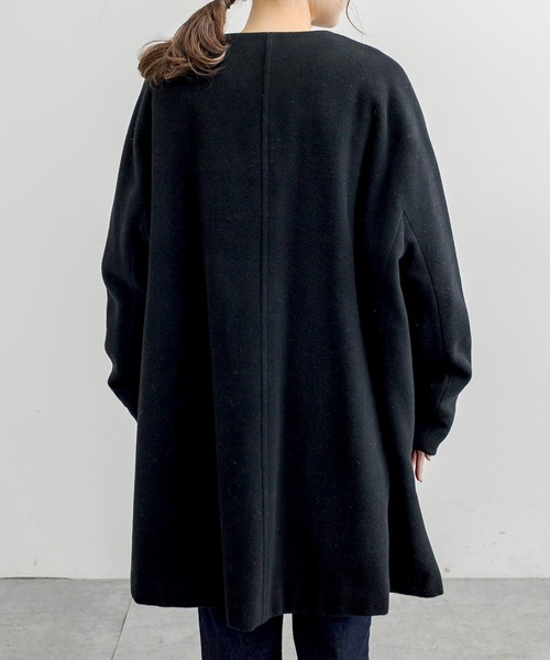 PUAL CE CIN（ピュアルセシン）の「【premium】ニュージーランドウールモッサノーカラーコート（ノーカラーコート・レディース・ブラック/モカ・FREE）」の13枚目の写真