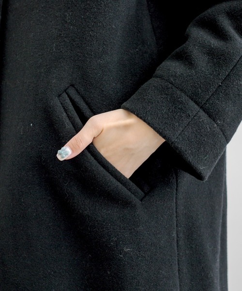 PUAL CE CIN（ピュアルセシン）の「【premium】ニュージーランドウールモッサノーカラーコート（ノーカラーコート・レディース・ブラック/モカ・FREE）」の15枚目の写真